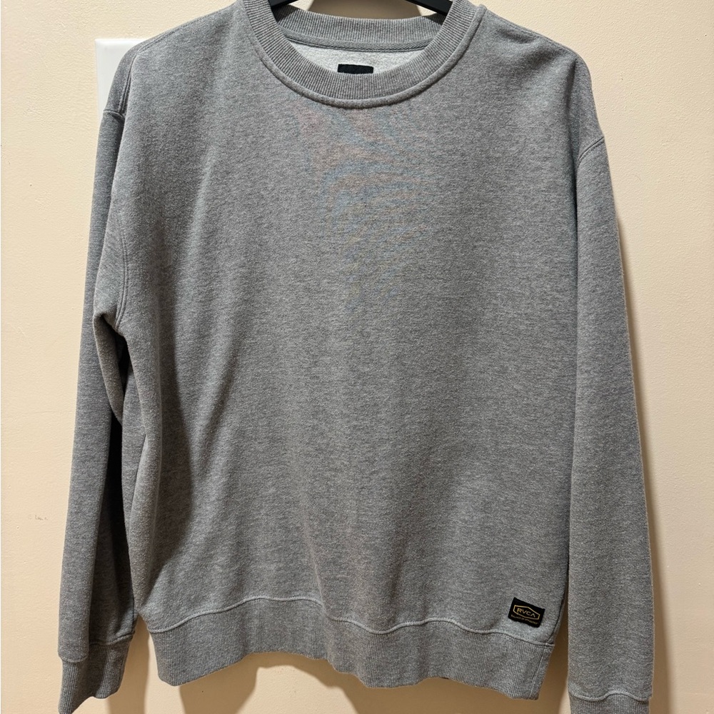 RVCA Classic Gray Patch Crewneck Sweater